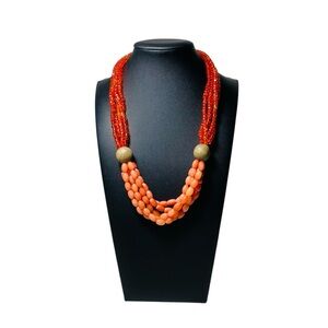 Coral Multi-Strand Beaded Necklace